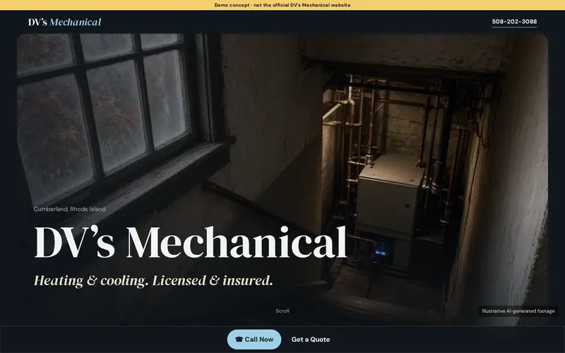 Homepage of the DV’s Mechanical demo site